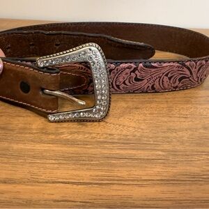 John Deere Brown and Pink Kids Belt with Sparkling Buckle